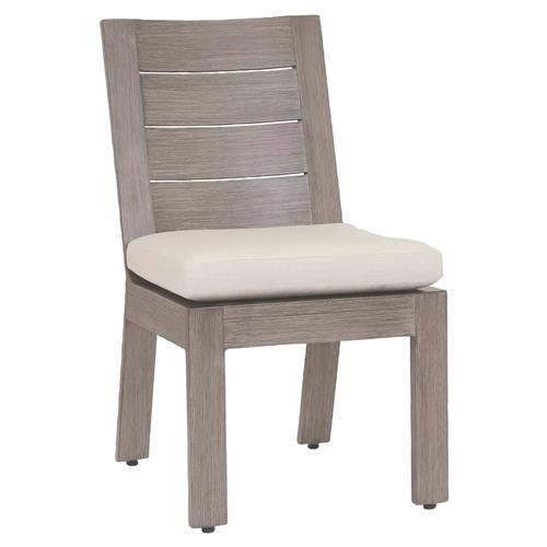 Open Box Sunset West Laguna Taupe Grey Aluminum Beige Outdoor Dining Side Chair | Kathy Kuo Home