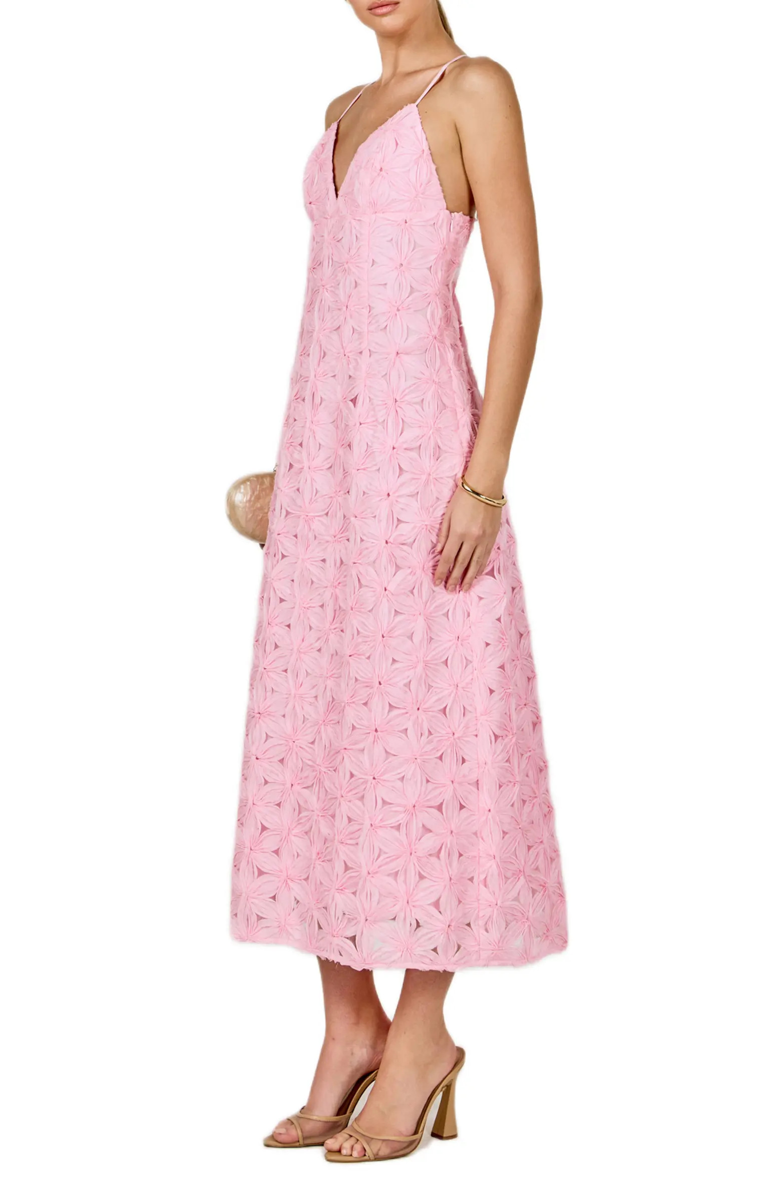 Textured Floral Midi Dress | Nordstrom