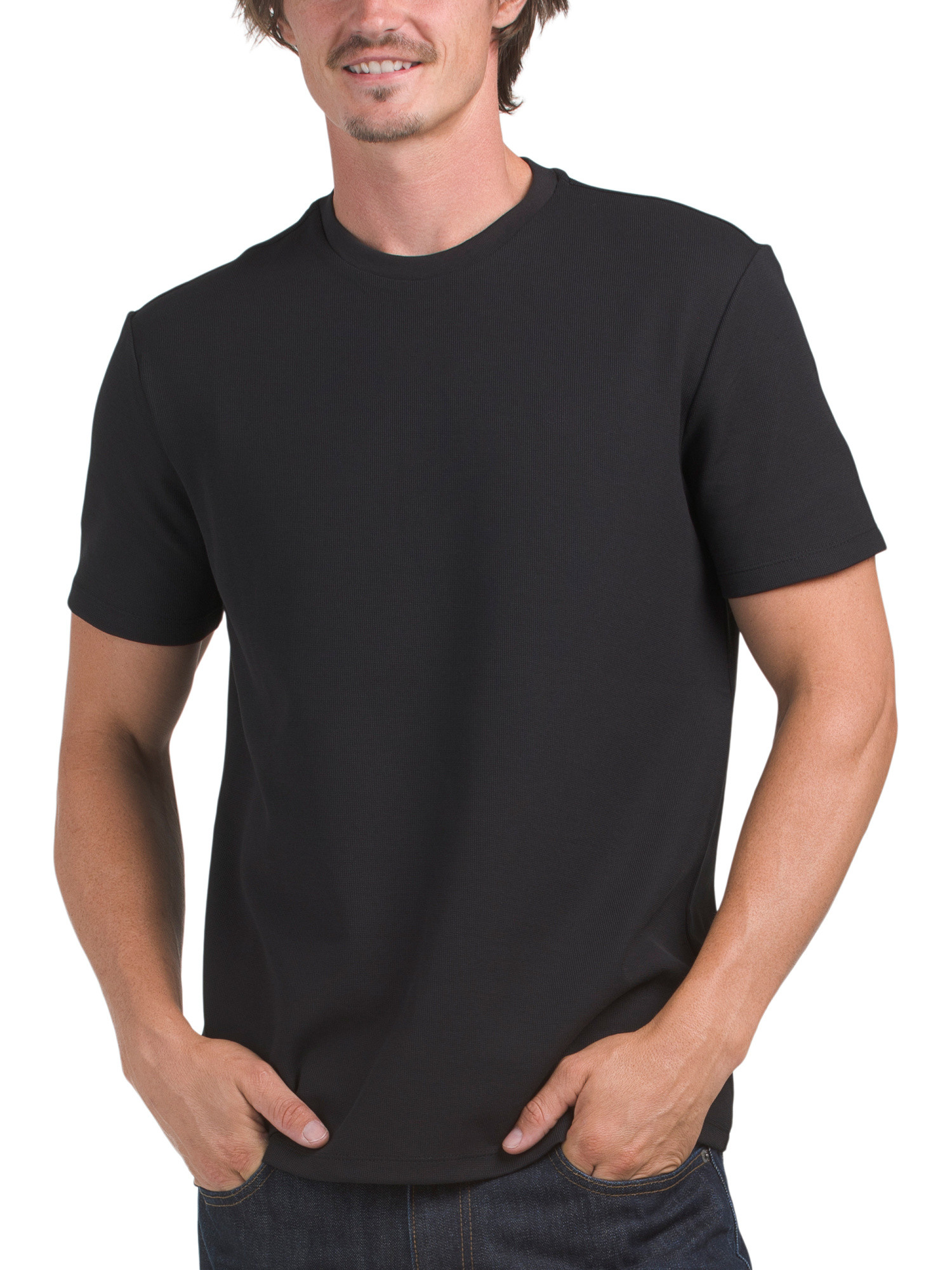 Short Sleeve Micro Waffle Crew Neck Tee | TJ Maxx