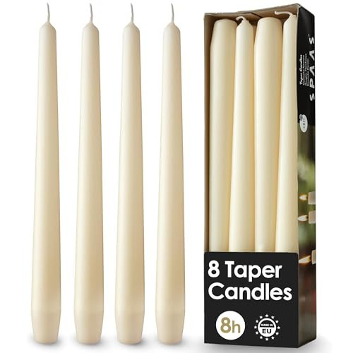 Rambue 10" Ivory Taper Candles - 8 Pack Classic Ivory Candlesticks - Dripless Cream Tapered Candlesticks for Weddings, Dinner Candles, and Home Decor - 8 Hours Burn Time | Amazon (US)