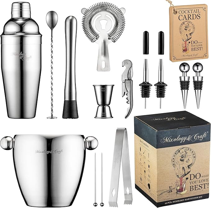 Bar Set 15 Piece Mixology Bartender Kit - Cocktail Shaker Set Bar Tool Set for Home and Professio... | Amazon (US)