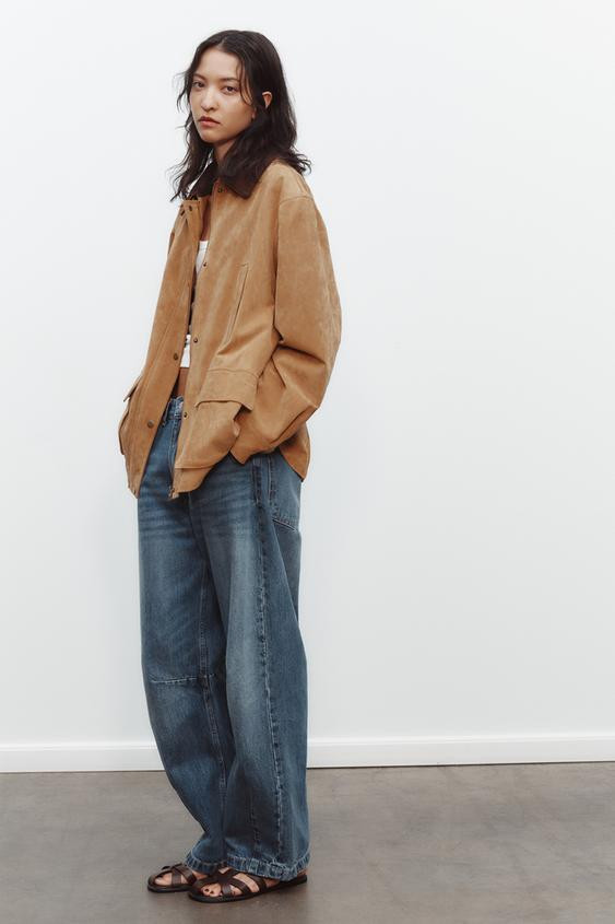 COMBINATION 100% SUEDE LEATHER JACKET WITH PLEAT | Zara US