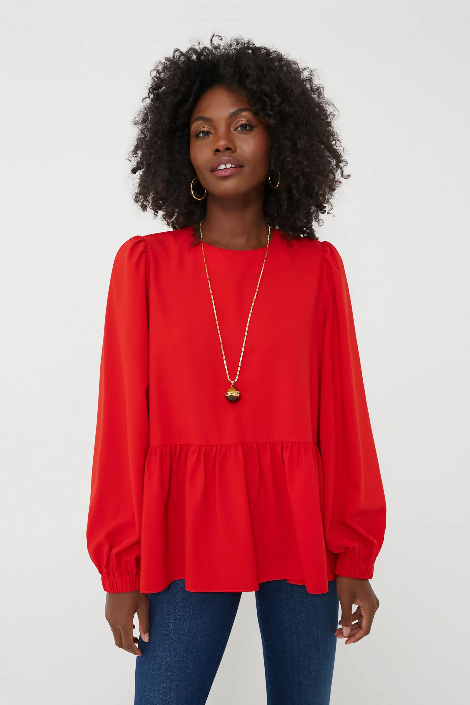 Red Carlota Peplum Blouse | Tuckernuck (US)