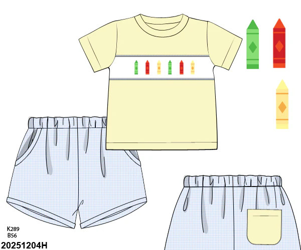 PRE SALE SHIPS JULY: Crayon Smocked Short Set | Tutti Frutti Kids Co