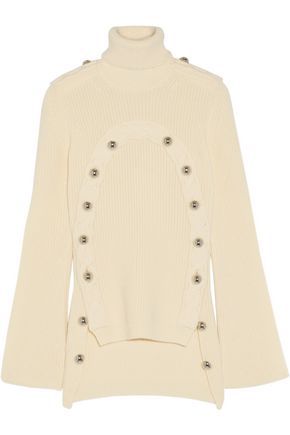 Monse Woman Embellished Merino Wool Turtleneck Sweater Ecru Size L | The Outnet US