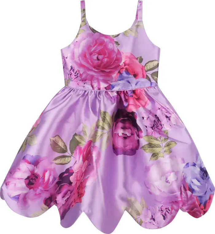 Kids' Flower Print Scallop Dress | Nordstrom Rack