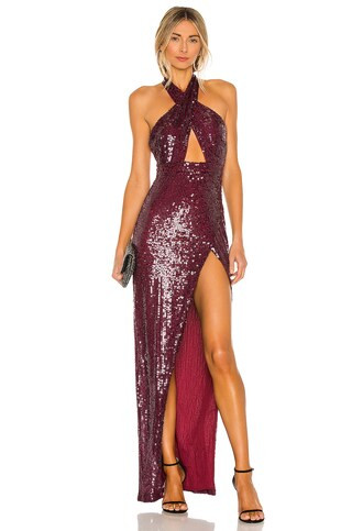Michael Costello x REVOLVE Soraya Gown in Burgundy from Revolve.com | Revolve Clothing (Global)