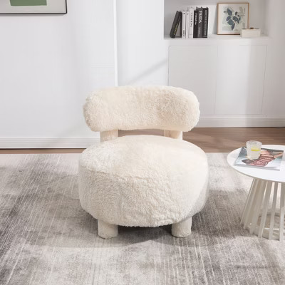 Aortzio Modern Wood Fabric Upholstered Accent Slipper Chair,White | Target