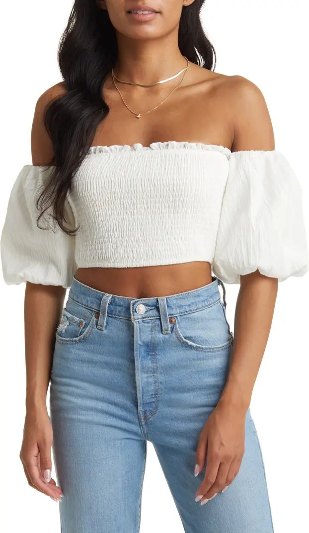 VICI Collection Puff Sleeve Smocked Crop Top | Nordstrom | Nordstrom