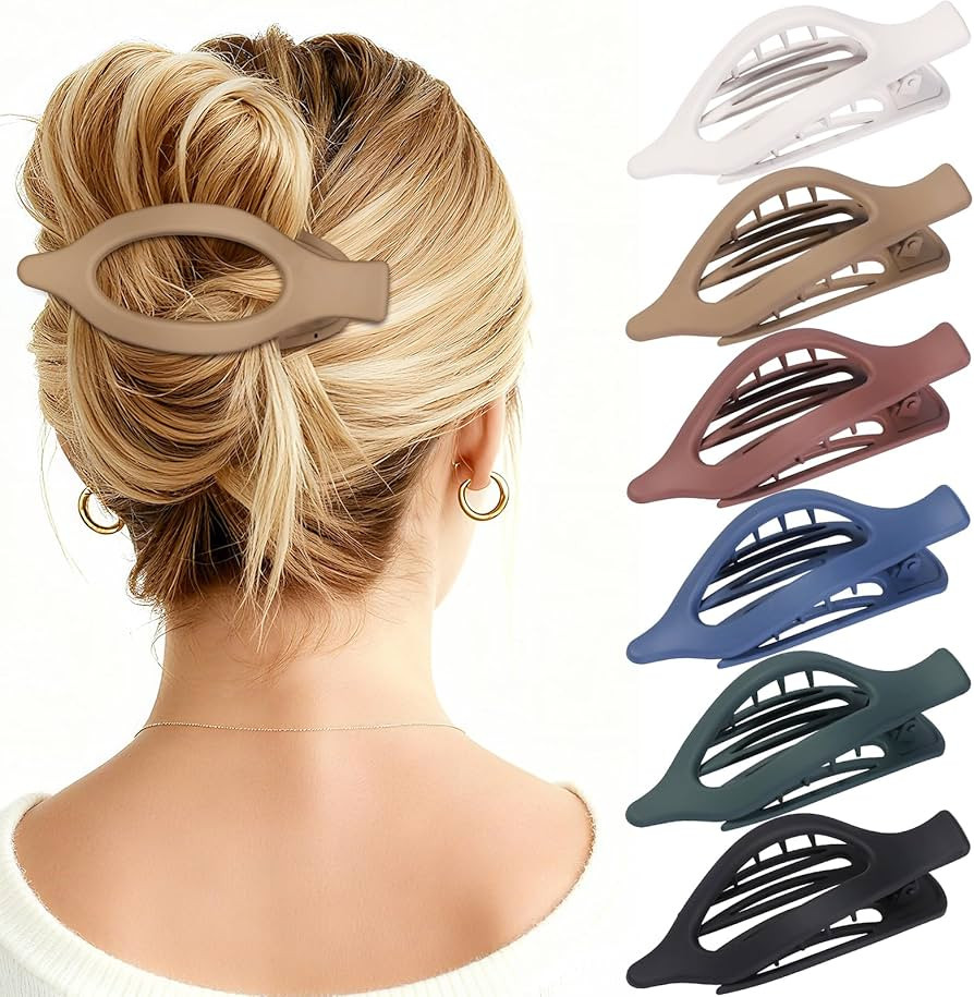 Flat Hair Clips for Women - 6 PCS French Flat Claw Clips Medium Hair Clips for Girls Large Hair C... | Amazon (US)
