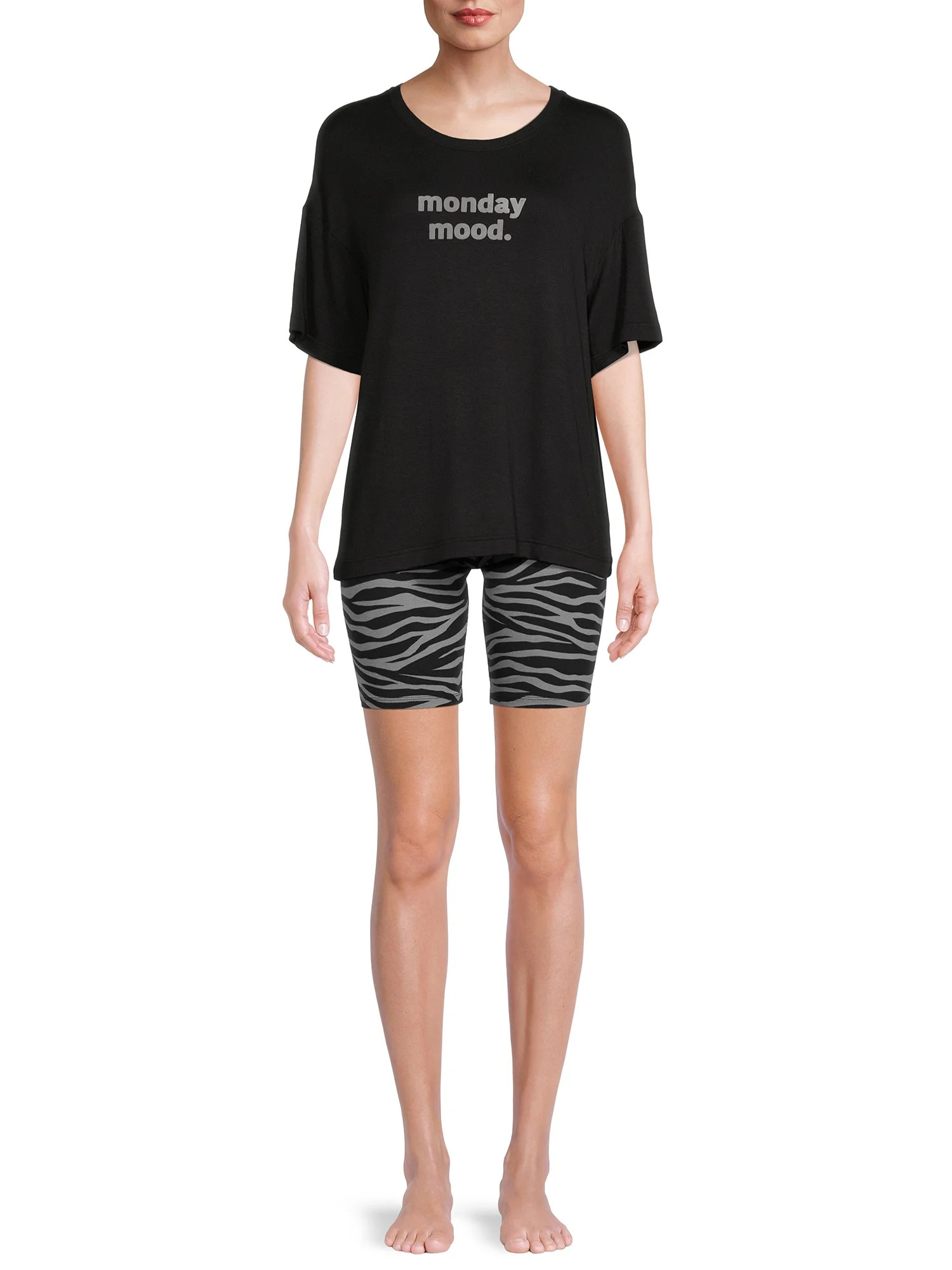 Secret Treasures Women's Plus Size T-Shirt and Bike Shorts Lounge Set, 2-Piece | Walmart (US)