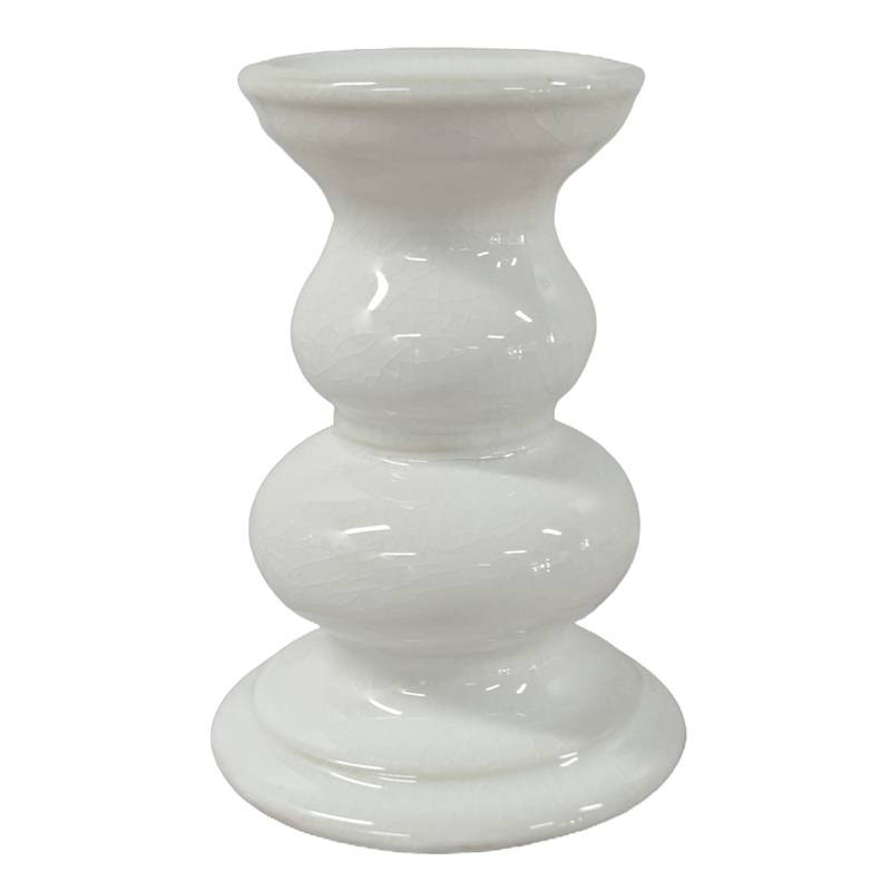 White Ceramic Pillar Holder, 5.75" | At Home
