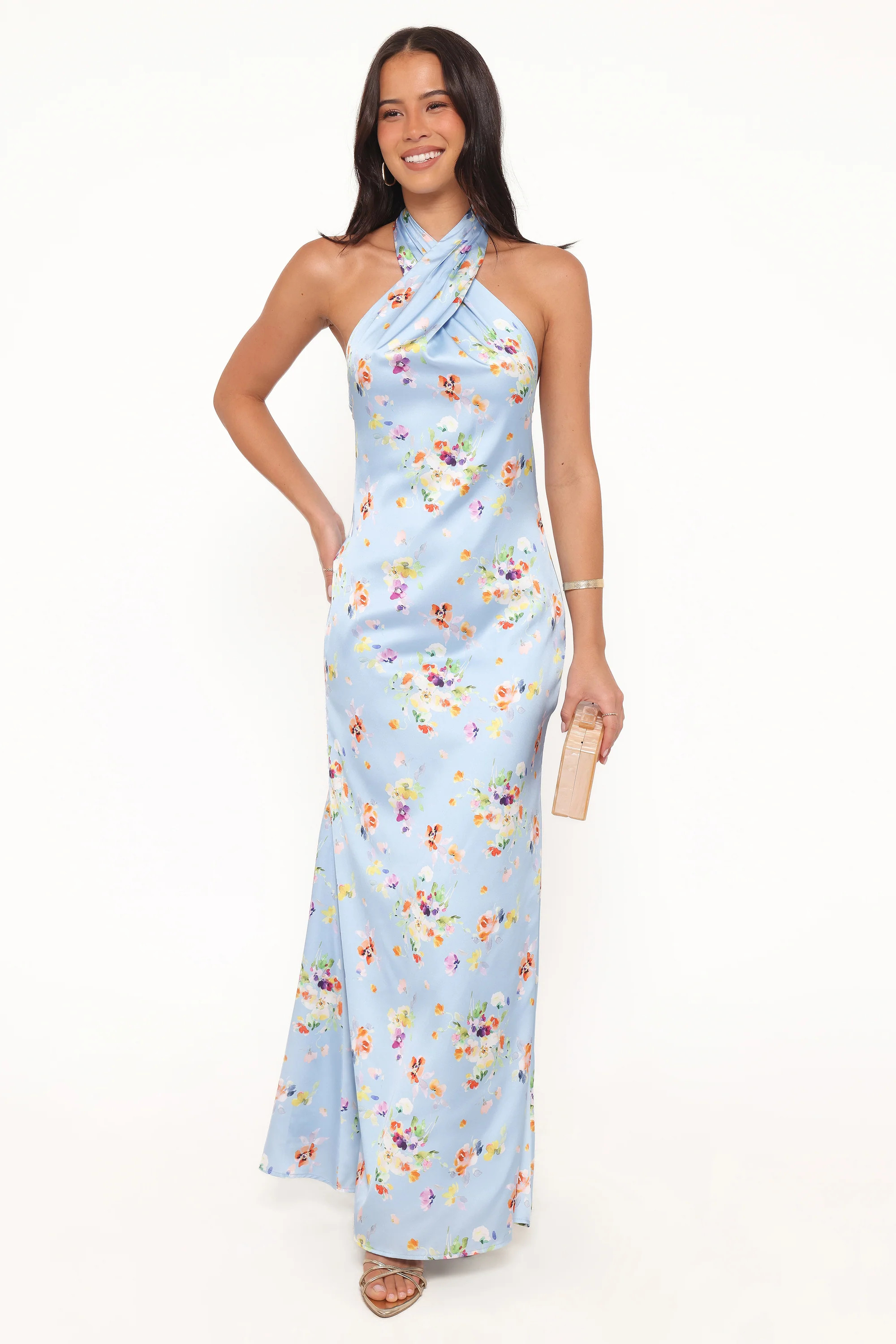 Mila Halterneck Maxi Dress - Cornflower Blue Floral | Petal & Pup (US)