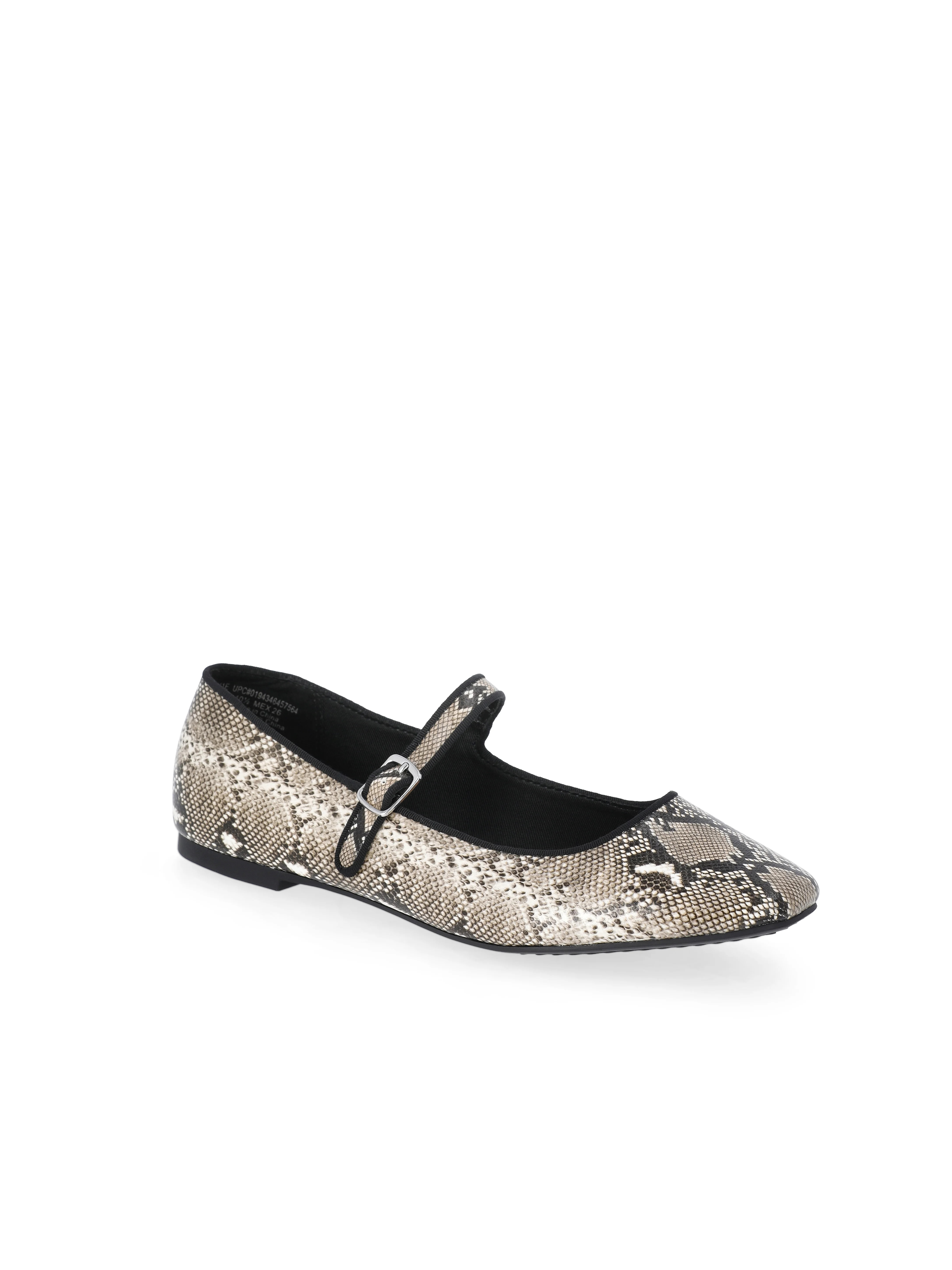 Time and Tru Women's Faux Snakeskin Mary Jane Flats | Walmart (US)