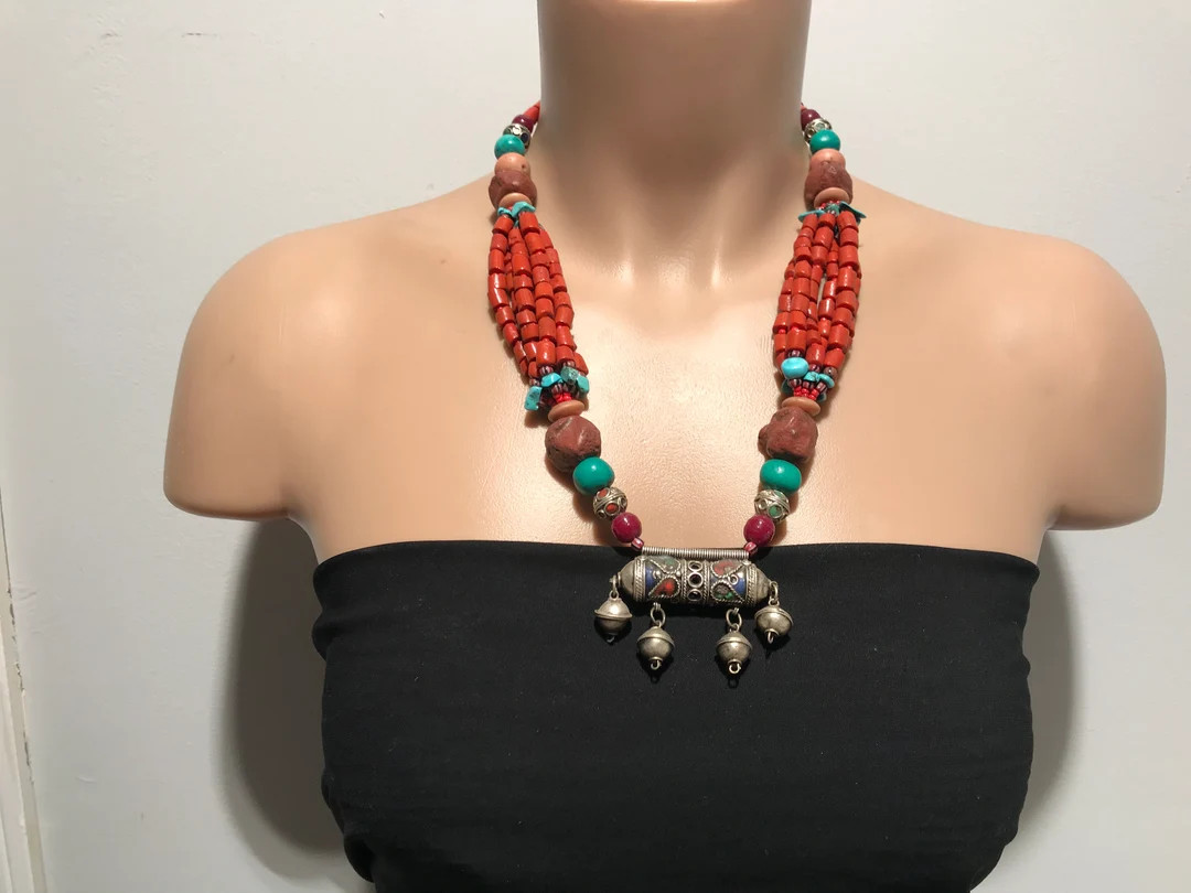 Tribal Necklace, Tribal Jewelry Amulet Necklace , Nomadic Jewelry,middle Eastern Spiritual Neckla... | Etsy (US)