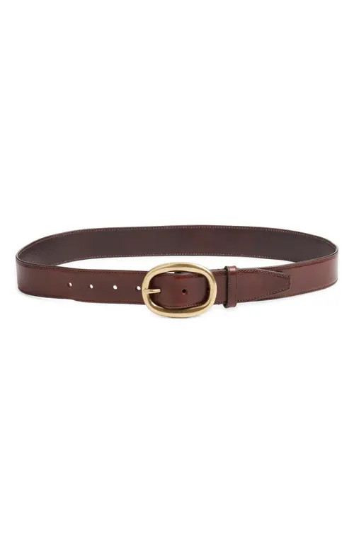 FRAME Oval Buckle Leather Belt in Dark Brown at Nordstrom, Size Medium | Nordstrom