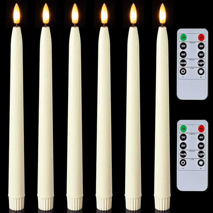 Homemory 11 inches Waxy Flameless Taper Candles with Remote Timer Dimmer, 6 Pcs Battery Operated ... | Amazon (US)
