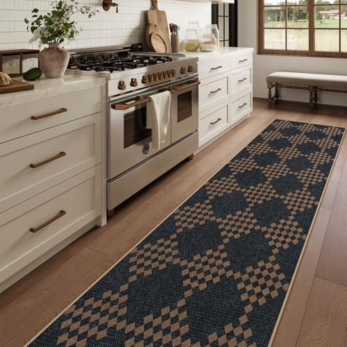 Lahome 2'5'' X 8' Checkered Easy Jute Kitchen Runner, Non Slip, Washable, Low Pile, Indoor/Outdoor | Amazon (US)
