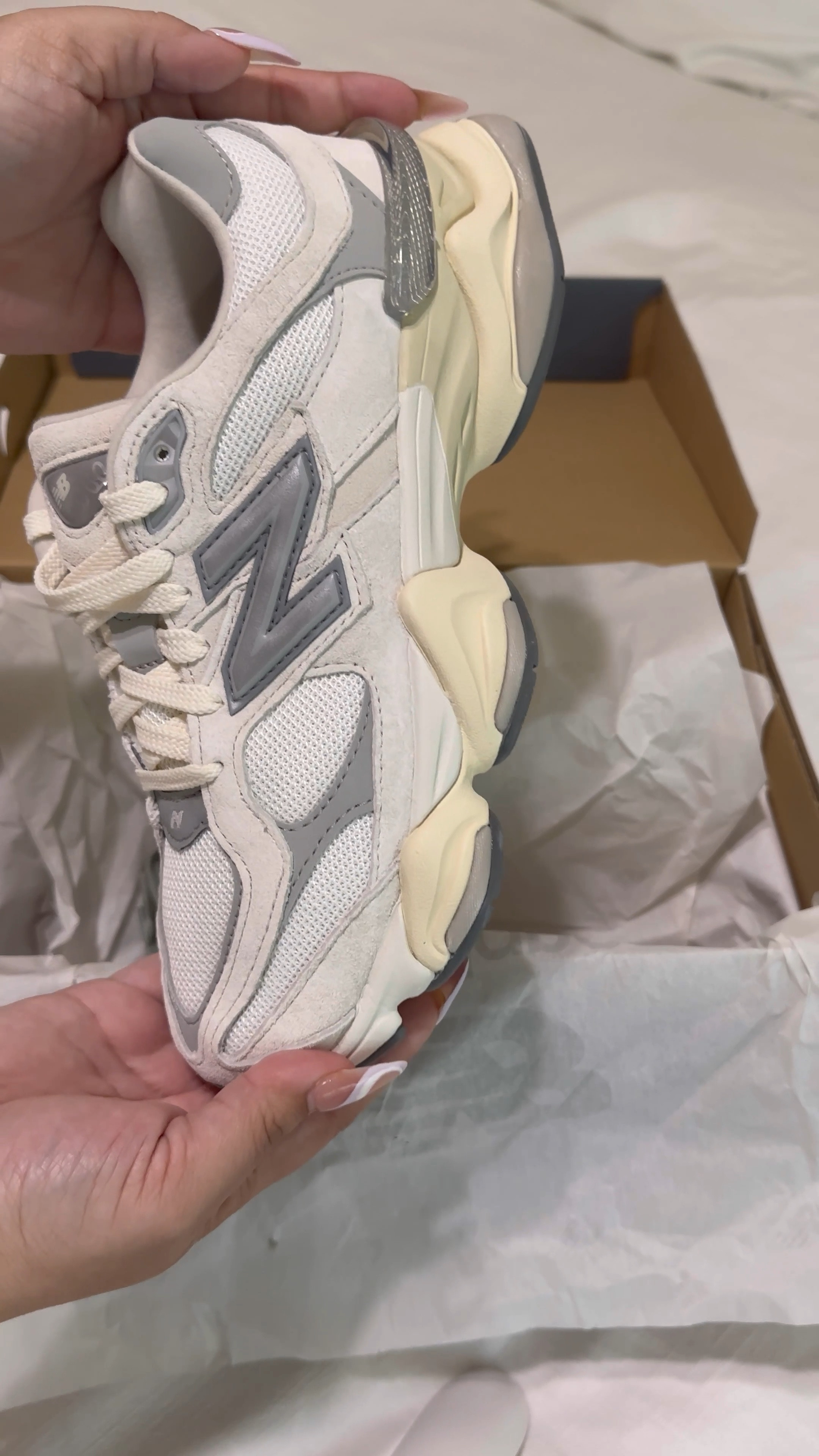 New Balance 9060 in the color Salt/Silver 

#LTKActive #LTKVideo #LTKshoecrush