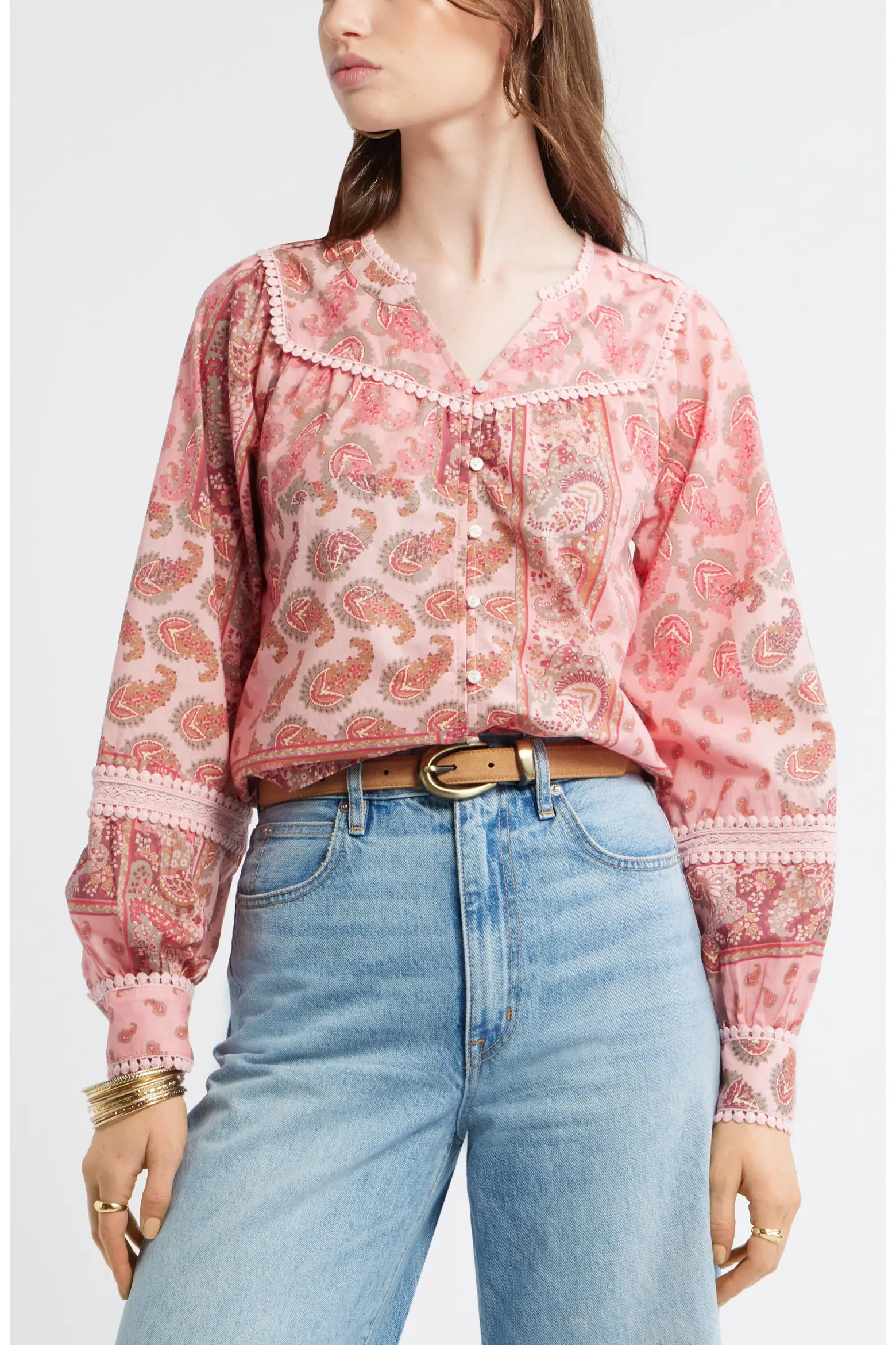 Lace Trim Button-Up Shirt (Women) | Nordstrom | Nordstrom