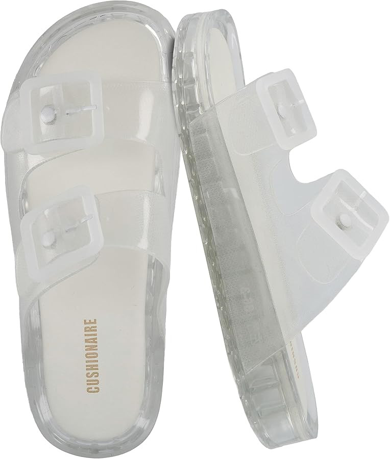 CUSHIONAIRE Pool Slides For Women Waterproof Double Buckle Adjustable Slip-On Womens Sandals For ... | Amazon (US)