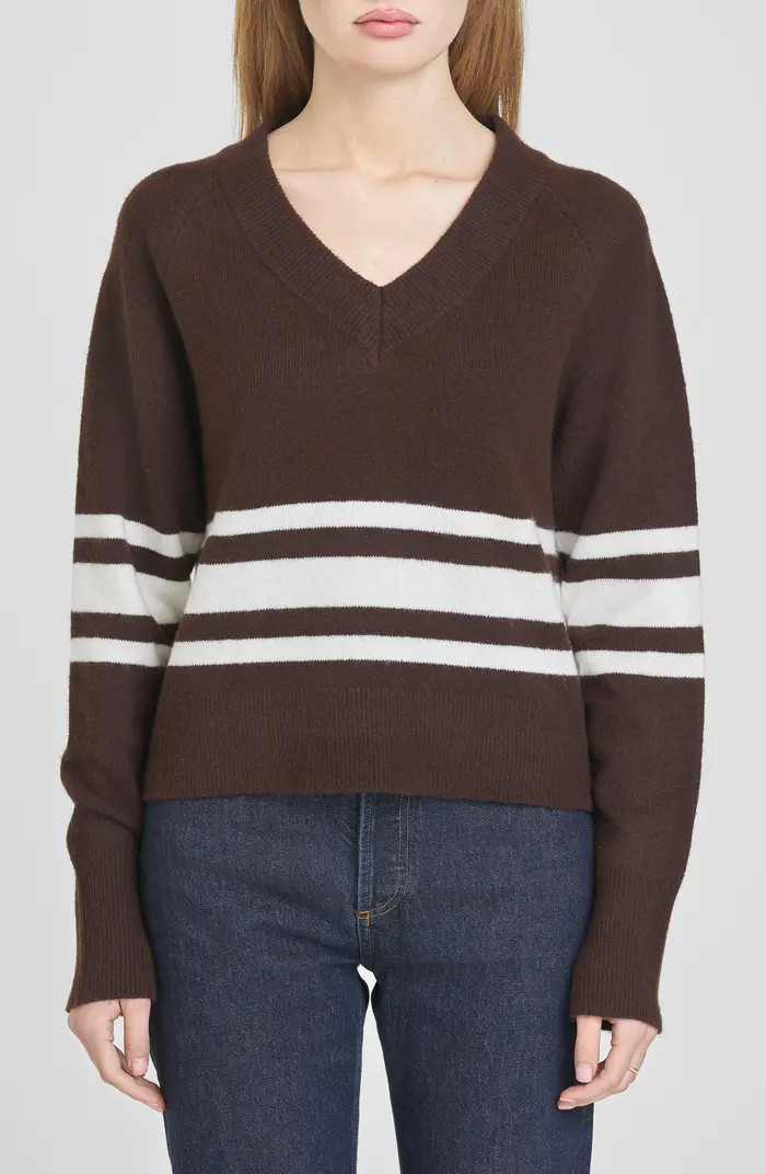 WAYF Resse Placed Stripe V-Neck Sweater | Nordstrom | Nordstrom