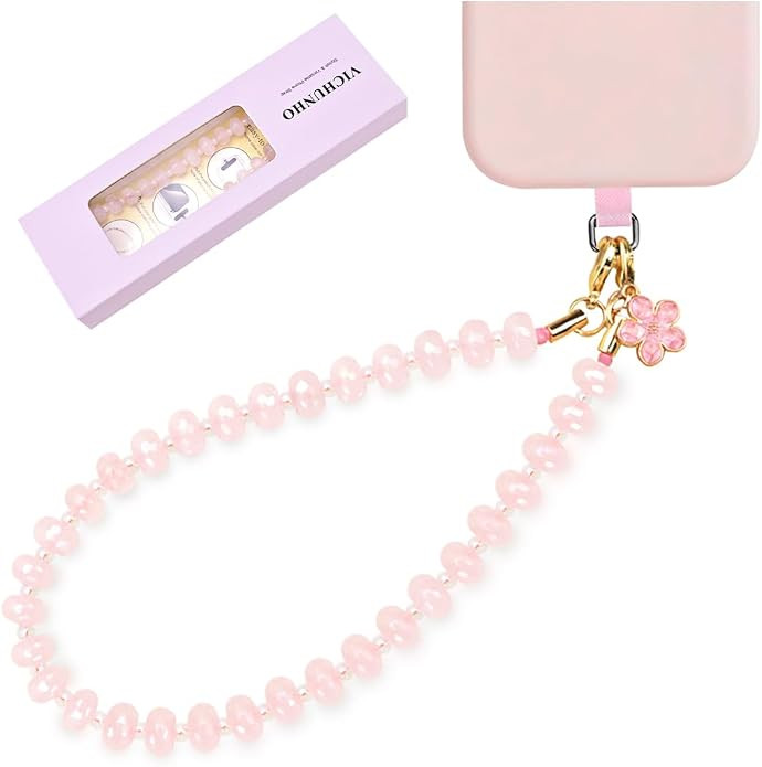 Beaded Phone Wrist Strap, Cellphone Lanyard with Tether Tab, Cute Cell Phone Wristlet Bracelet fo... | Amazon (US)