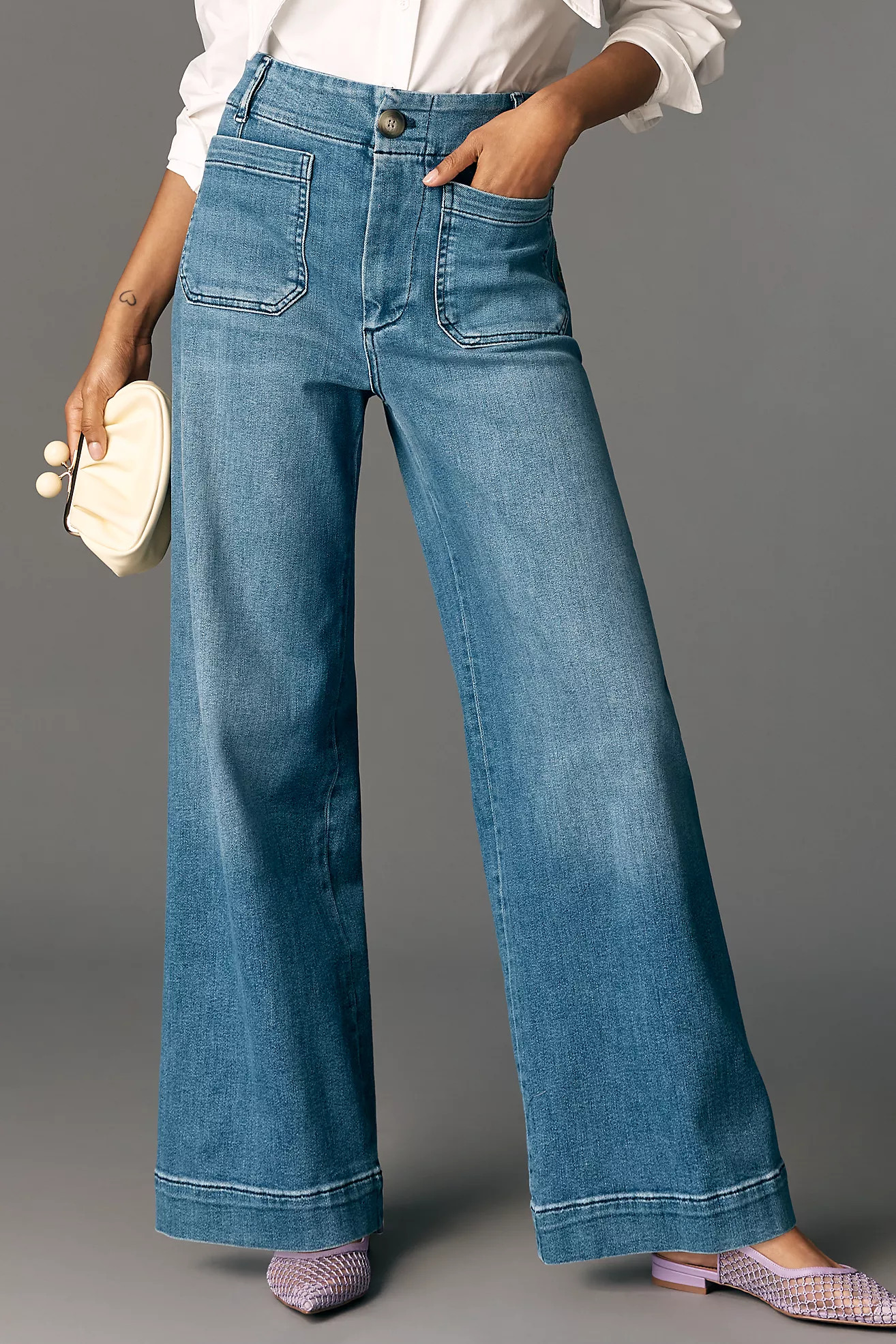 Maeve Colette Embroidered High-Rise Wide-Leg Full-Length Jeans | Anthropologie (US)