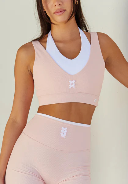 Astoria Seamless Ribbed Barre Sports Bra - Baby Pink | astoria activewear