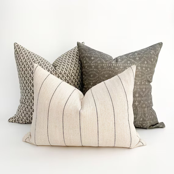 Antique Charcoal Pillow Cover Set  Gray Pillow Cover Set - Etsy | Etsy (US)