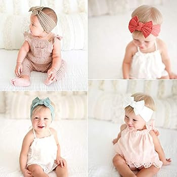 LaPettieCo Handmade Baby Headbands Stretchy Nylon Headband with Bows for Newborn Infant Baby Todd... | Amazon (US)