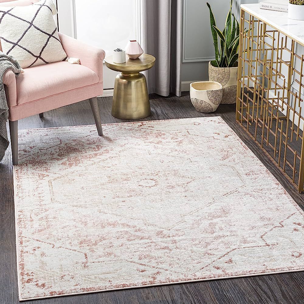 Mark&Day Area Rugs, 8x10 Baflo Traditional Blush Area Rug, Pink/White/Beige Carpet for Living Roo... | Amazon (US)