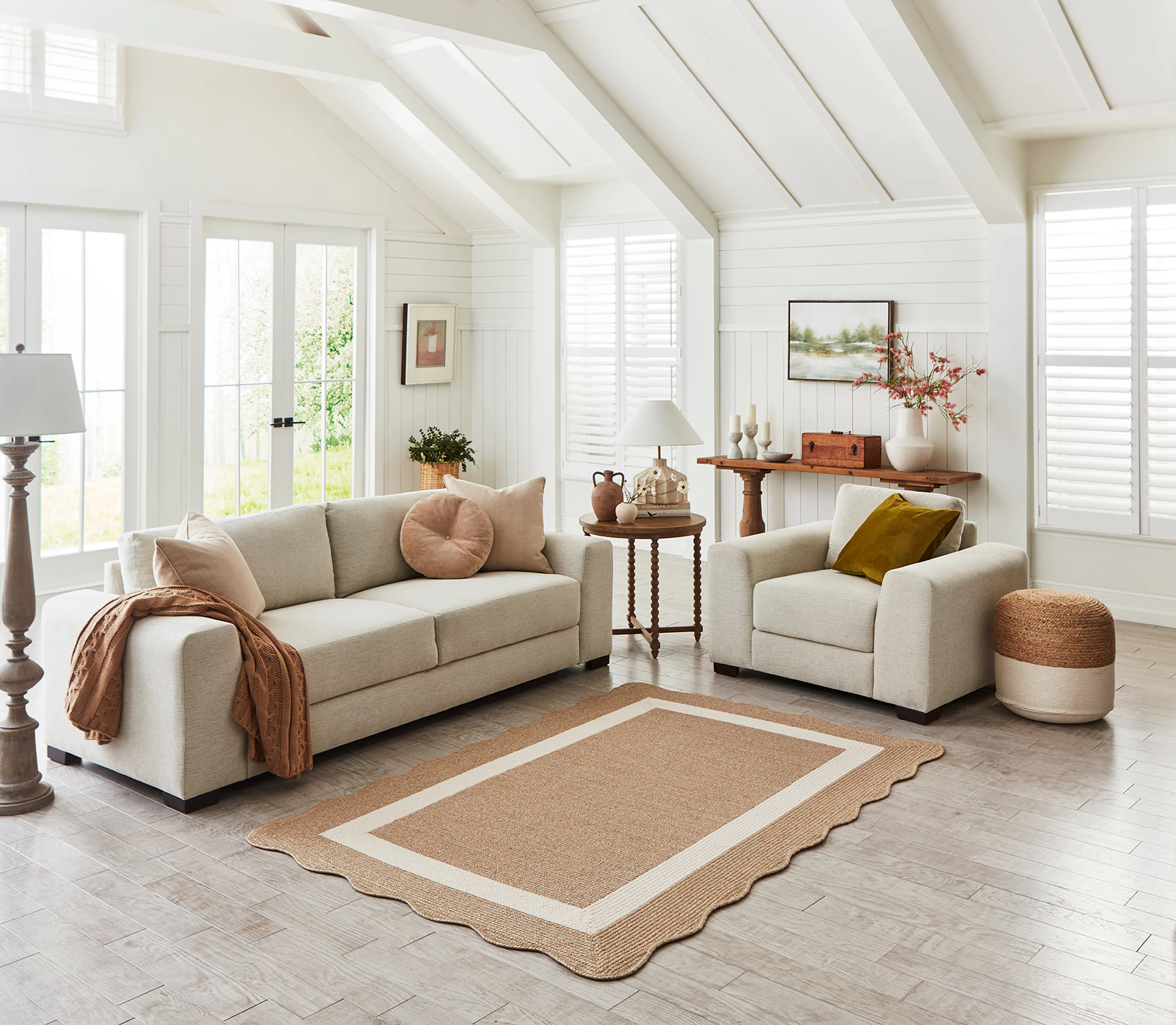 allen + roth Wavy Wheat 5 x 8 (ft) Braided Natural Ivory Rectangular Indoor Area rug in Brown | 33077 | Lowe's