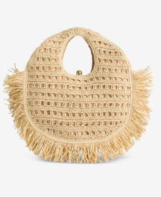 I.N.C. International Concepts Fringe Trim Straw Tote, Macy's Exclusive - Macy's | Macy's
