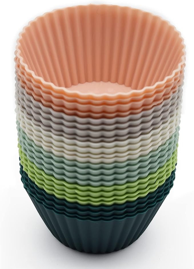 Reusable Silicone Cupcake Baking Cups 24 Pack, 2.75 inch Silicone Baking Cups, Non-stick Muffin C... | Amazon (US)
