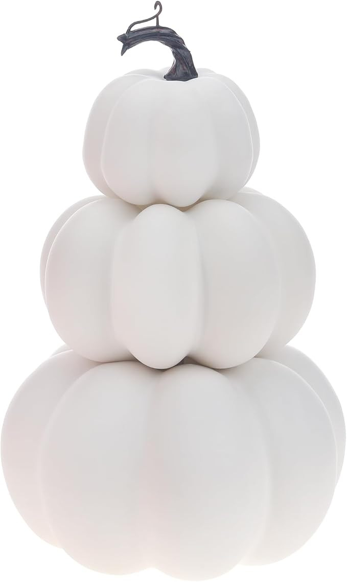 Gresorth 11.4 Inch Simulation White Pumpkin Stacked Decoration Artificial Fake Vegetable Tower Li... | Amazon (US)