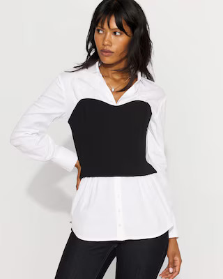 Ponte Bustier + Poplin Shirt | White House Black Market