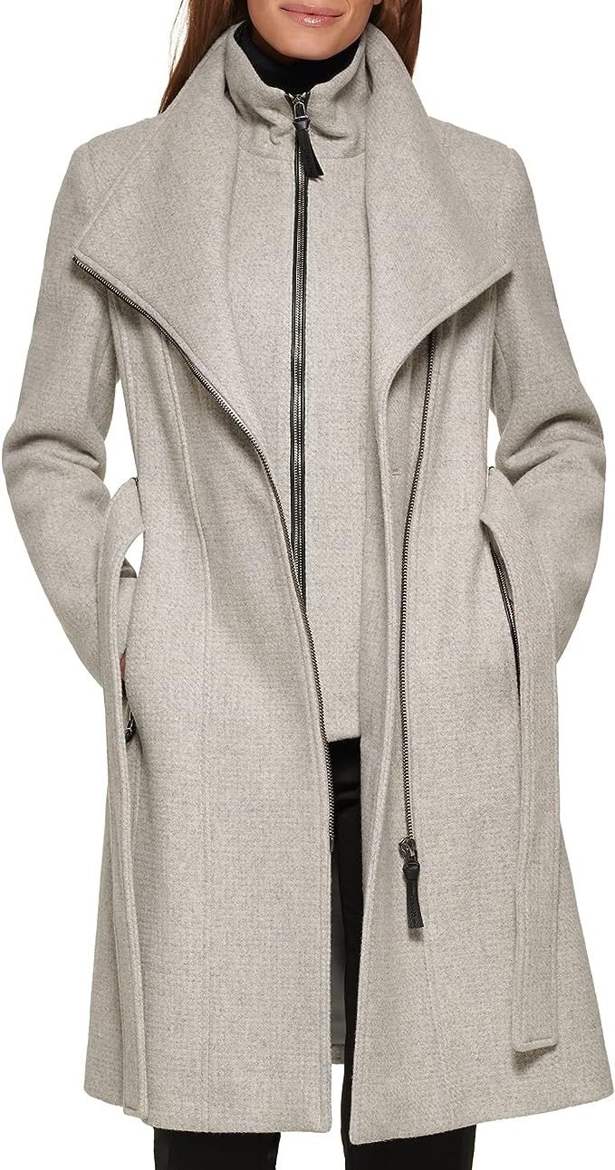 Calvin Klein Women's Angled Twill Fabric Wing Collar Coat | Amazon (US)