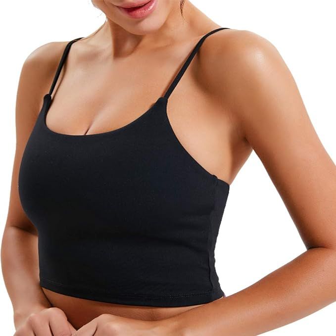 LiLiQ Women Longline Cami Cropped Sports Bra Removable Padded Fitness Workout Running Shirts Yoga... | Amazon (US)