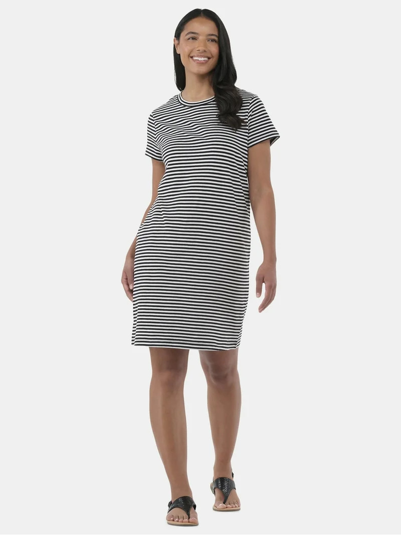 Time and Tru Women's Cotton T-Shirt Dress, Sizes XS-XXXL | Walmart (US)