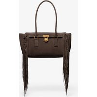 MK Hamilton Moderne Small Fringed Suede Satchel - Brown - Michael Kors | Michael Kors (UK)