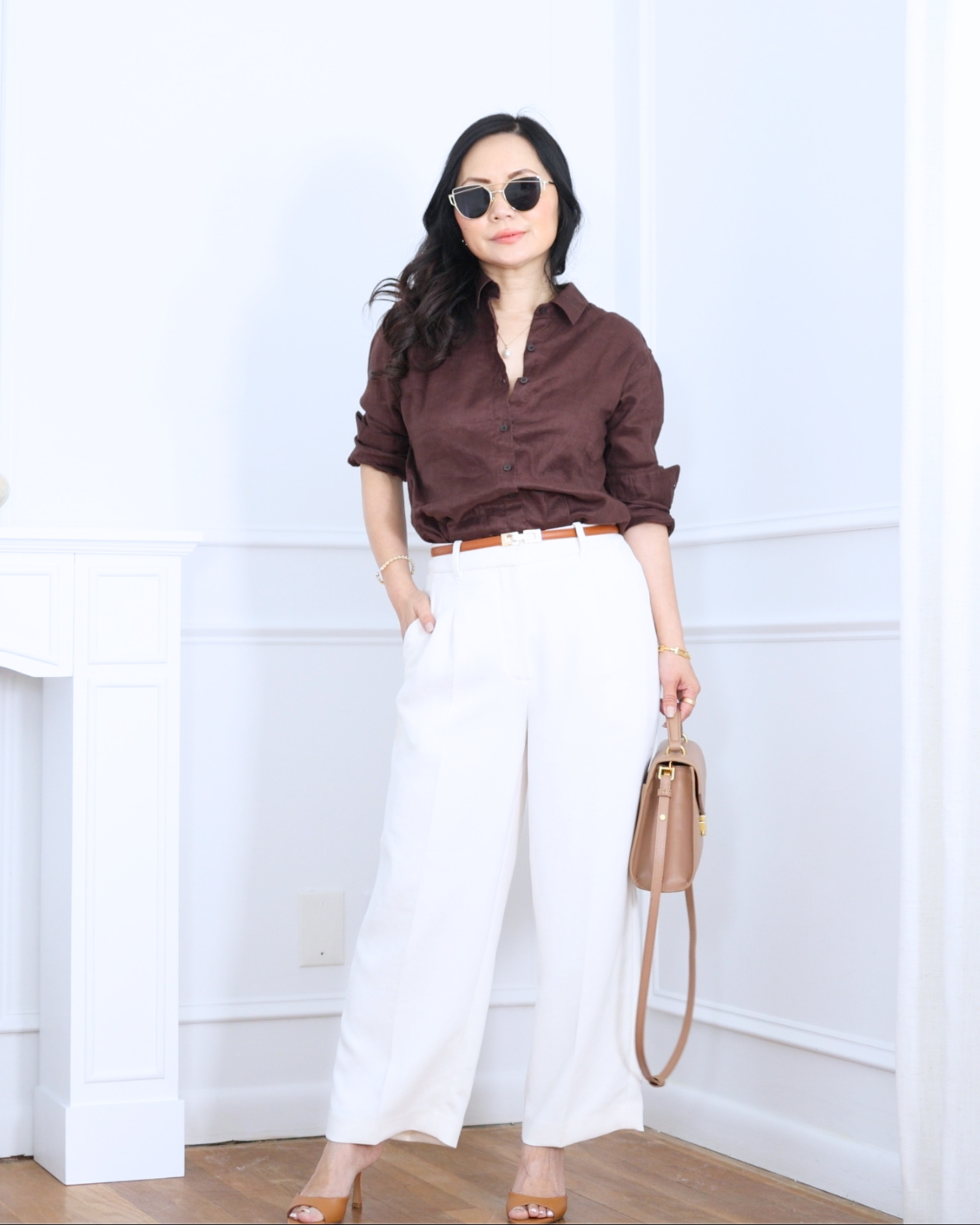 Premium linen shirt from Uniqlo paired with pants from Aritzia and shoes from Mango — clean, relaxed, and effortlessly put together for warm everyday wear. I'm 5'2, wearing size S. 

 #LTKootd #LTKOver40 #LTKPetite