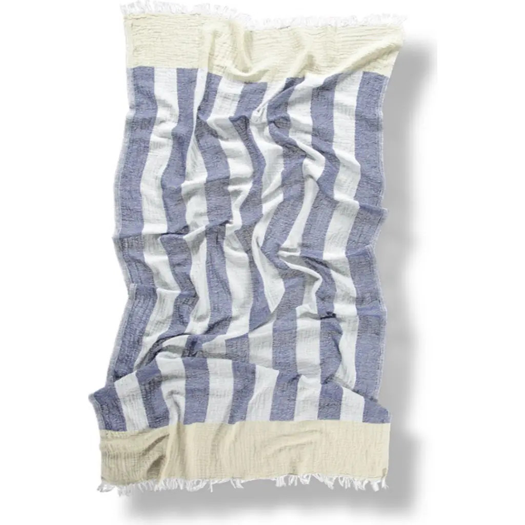 Hat Attack Stripe Turkish Towel in Navy/cream/tan at Nordstrom | Nordstrom