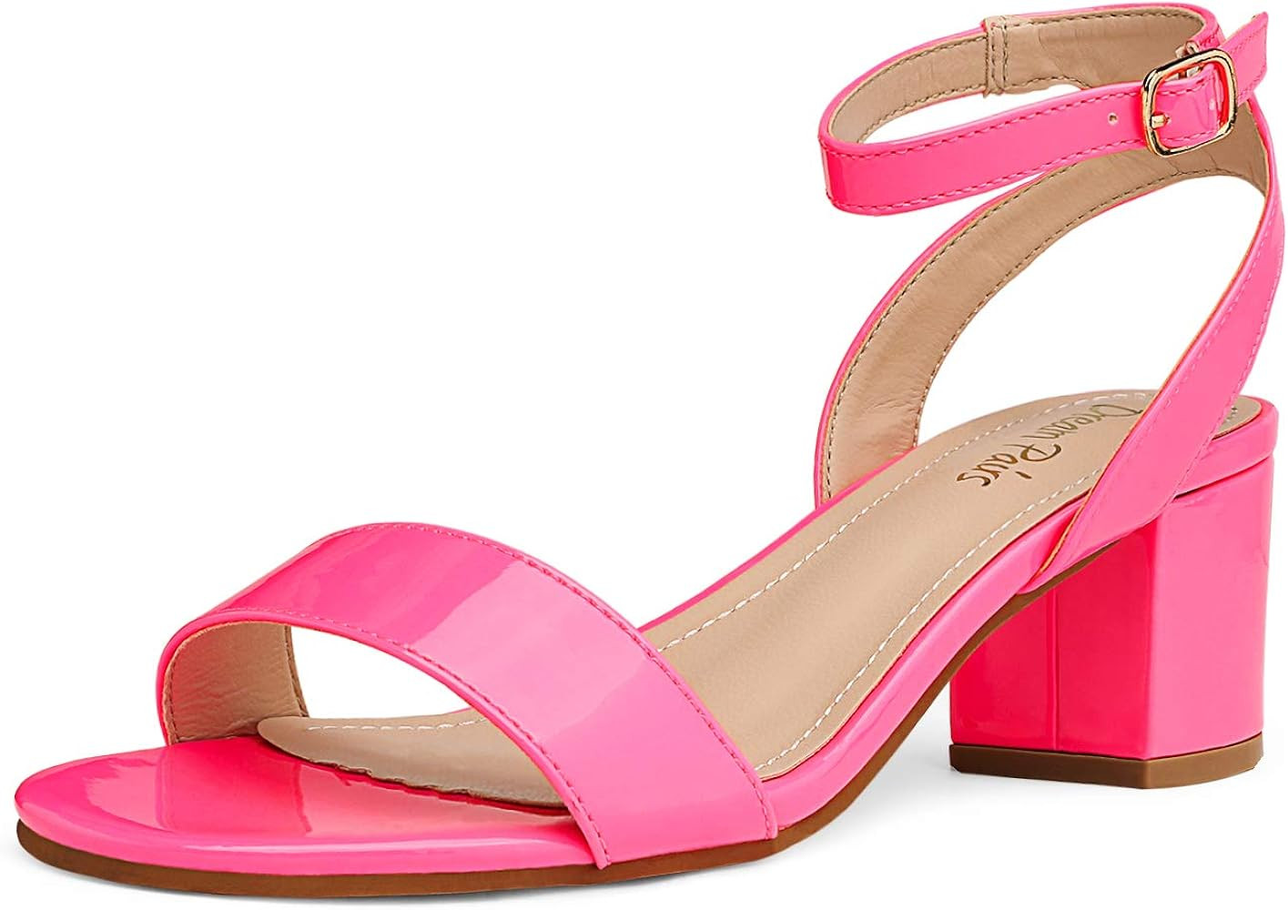 DREAM PAIRS Women's Open Toe Ankle Strap Low Block Chunky Heels Sandals Party Dress Pumps Shoes | Amazon (US)