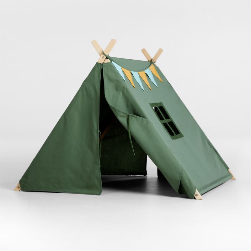Green Collapsible Canvas Play Tent | Crate & Kids | Crate & Barrel