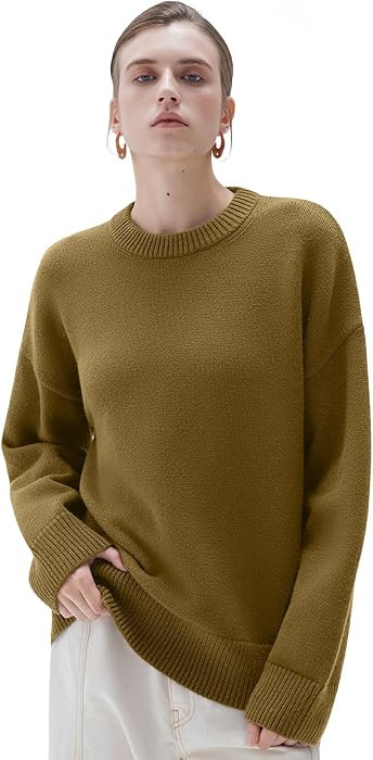 SUUKSESS Women Cashmere Blend Oversized Sweaters Long Sleeve Pullover Tops | Amazon (US)