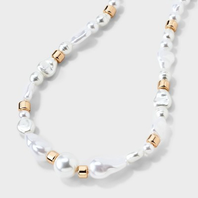 Pearl Beaded Necklace - A New Day™ Gold/Pearl | Target