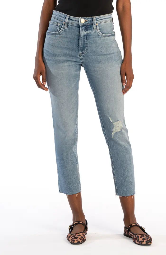 KUT from the Kloth Rachael Ripped High Waist Raw Crop Hem Mom Jeans | Nordstrom | Nordstrom