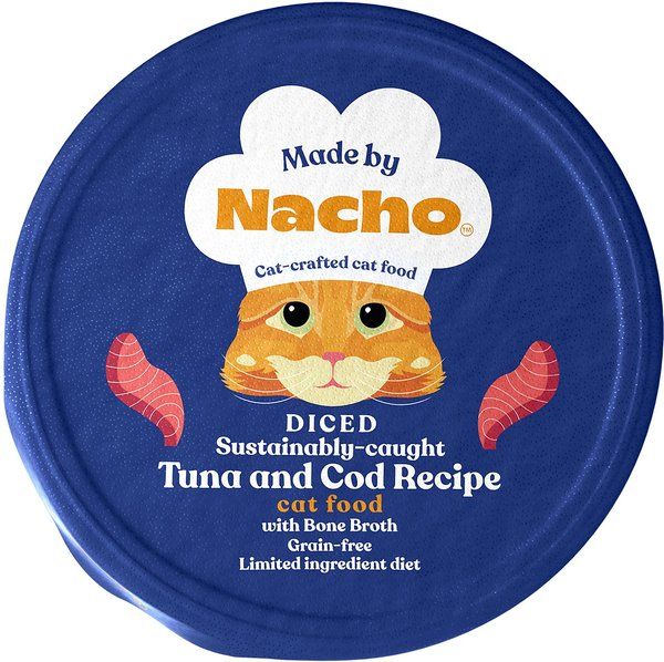 MADE BY NACHO Sustainably Caught Diced Tuna & Cod Recipe with Bone Broth Grain-Free Wet Cat Food,... | Chewy.com