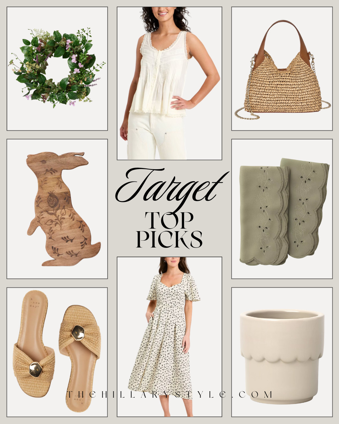 Target Spring Top Picks: Scalloped Details & Floral Accents
Embrace the season with these Target new arrivals featuring charming scalloped edges and timeless floral prints. This curated selection blends coastal grandmother vibes with modern organic touches, from the whimsical wooden bunny tray to the textured straw handbag and raffia slides. Whether you’re planning an Easter table setting with sage green linens or refreshing your spring capsule wardrobe with a feminine midi dress and lace-trim tank, these budget-friendly finds offer a high-end look for less. Perfectly curated for a soft, warm minimalist aesthetic that transitions effortlessly from home to street.

#TheHillaryStyle #TargetFinds #TargetStyle #SpringDecor #EasterDecor #SpringFashion #CoastalGrandmother #ModernOrganic #SpringCapsule #TargetHome #NeutralAesthetic #AffordableLuxury #EasterInspo #ScallopedTrend 

 

#LTKootd #LTKSeasonal #LTKHome